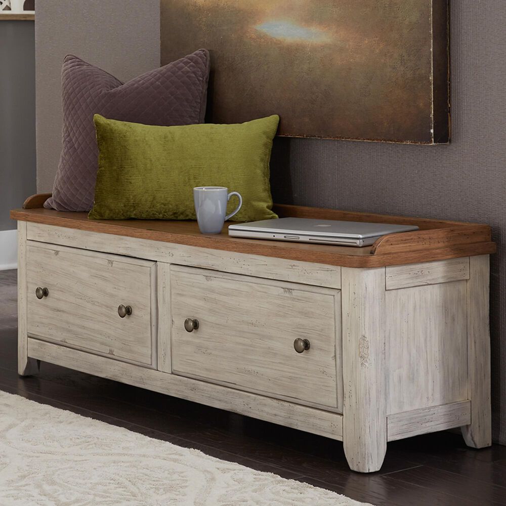 Belle Furnishings Farmhouse Reimagined Storage Hall Bench in White, , large