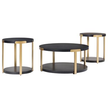 Ashley Shylore Occasional Table Set in Black and Brass (Set of 3), , large