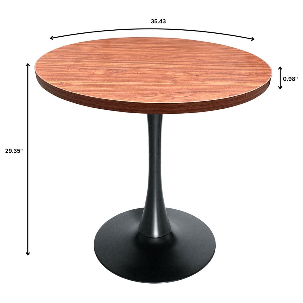Leisuremod LeisureMod Bristol Dining table, Black Base with 36 Round Cognac Brown MDF top, , large