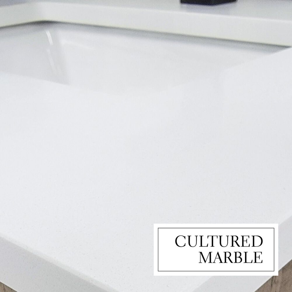 Lexora Home Dukes 30&quot; Single Bathroom Vanity in White with 2 cm White Cultured Marble Top and Rectangular Sink, , large