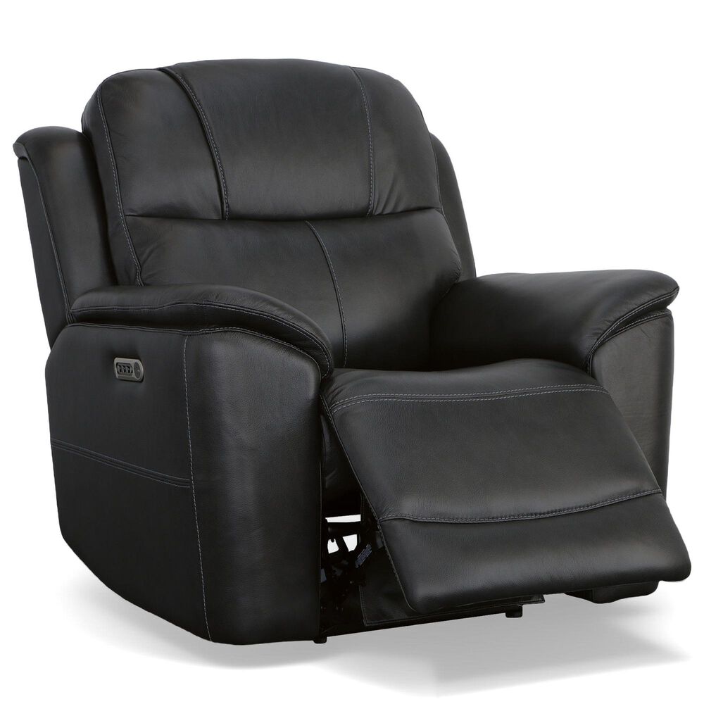 Flexsteel Crew 2-Piece Leather Power Reclining Living Room Set in Raven, , large