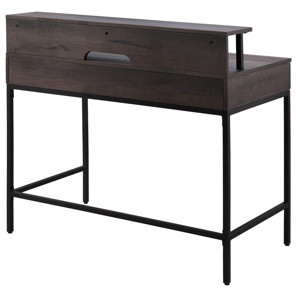 Valor Living Contempo Writing Desk with Shelf Hutch in Brown and Black, , large