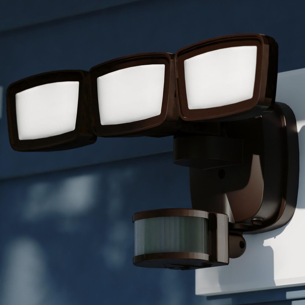Vaxcel 13.25" 3-Light Motion Sensor Outdoor Security Flood Light in Bronze, , large