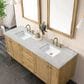 James Martin Vanities Laurent 72" Double Bathroom Vanity in Light Natural Oak with 3 cm Eternal Jasmine Pearl Quartz Top and Rectangular Sinks, , large