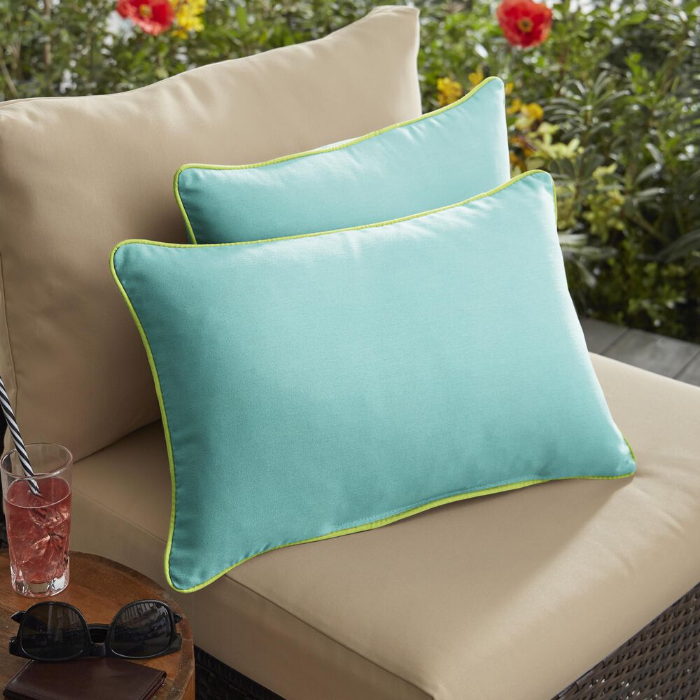 Sorra Home Sunbrella 16" x 26" Pillow in Canvas Aruba (Set of 2), , large