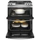 GE Appliances 30" Slide-In Front-Control Gas Double Oven Range in Stainless Steel, , large