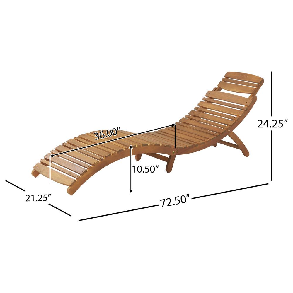 Hearth and Haven Lahaina Outdoor Wood Foldable Chaise Lounge in Brown, , large