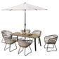 Hearth and Haven 7-Piece Outdoor Rectangular Dining Set with Beige Cushion in Black, , large