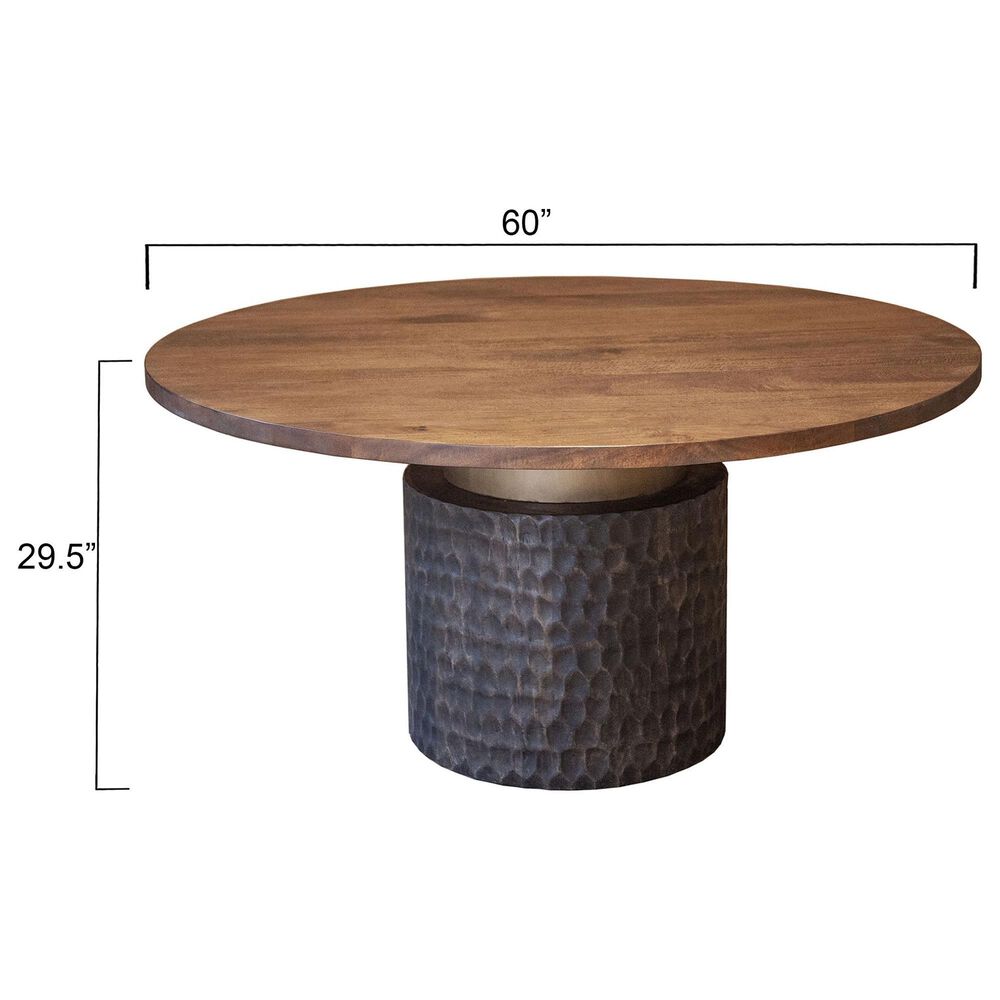 Home Trends &amp; Design Santa Cruz and New York 5-Piece Round Dining Set in Raw Walnut and Antique Gold, , large