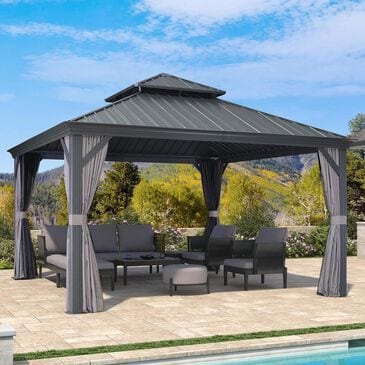 HOMLUX 13-ft x 13-ft Hardtop Roof Patio Gazebo in Gray with Hardtop Roof (Screen Included), , large