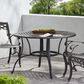 Hearth and Haven Outdoor Cast Aluminum Circular Dining Table with Curved Legs in Bronze, , large