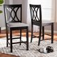 Baxton Studio Reneau Counter Height Pub Chair with Gray Cushion in Espresso Brown (Set of 2), , large