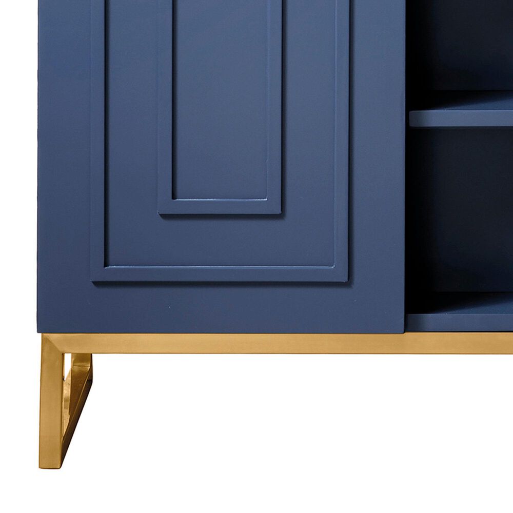 James Martin Vanities Alicante 39.5&quot; Single Bathroom Vanity in Azure Blue and Radiant Gold with 5 cm White Glossy Resin Top and Rectangular Sink, , large