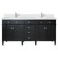 James Martin Vanities Brittany 72" Double Bathroom Vanity in Black Onyx with Single Hole 3 cm White Zeus Quartz Top and Rectangular Sinks, , large