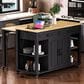 HOMLUX 47" Kitchen Island with Extendable Dining Table in Black, , large