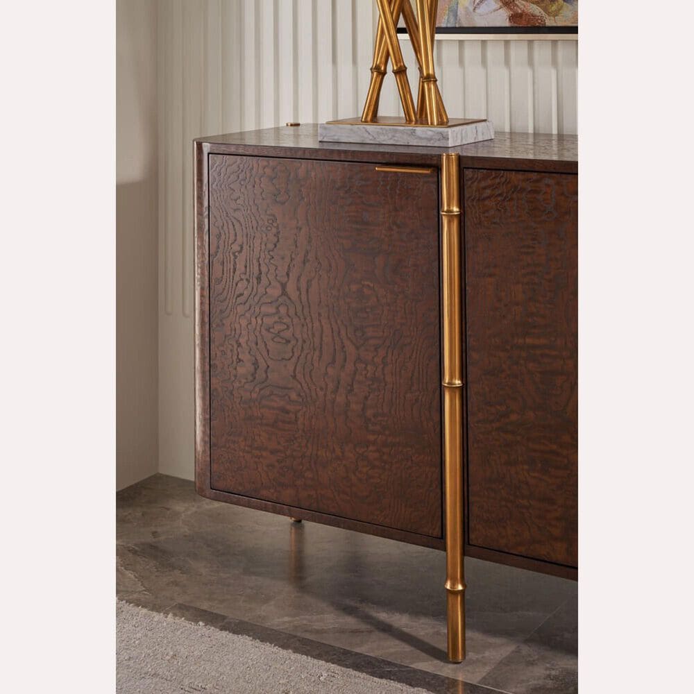 Theodore Alexander Kesden Sideboard with Leg in Pyramid Brown and Satin Brass, , large