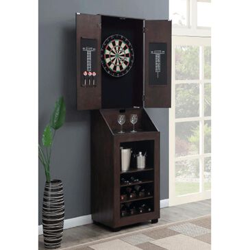 Mayberry Hill Bones Dartboard Cabinet with Accessories and Wine Storage in Tobacco, , large
