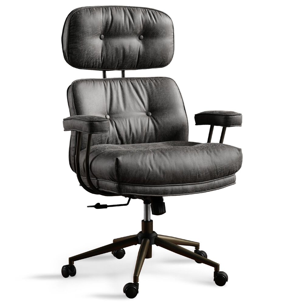 HOMLUX High Back Executive Office Chair with Suede Leather in Gray, , large