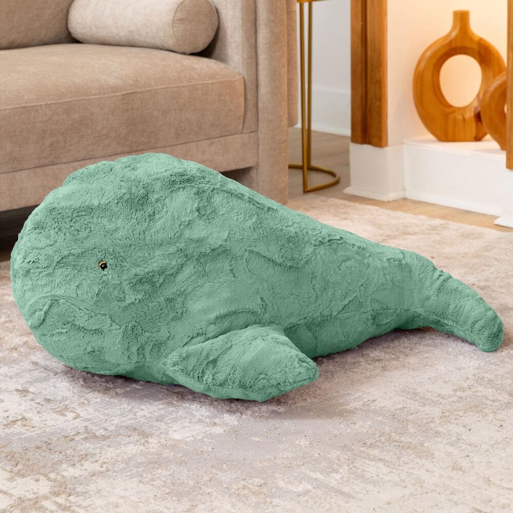 Jaxx Marina The Whale Sea Buddy Large Kids Stuffed Animal Bean Bag in Spearmint Green, , large