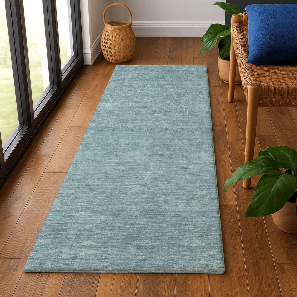 Dalyn Rug Company Soft Essentials Solid Teal 2'3" x 7'6" Runner, , large