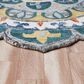 L&R Resources Sinuous Radiant Mandala Medallion 4" Scalloped Teal, Yellow, White and Orange Area Rug, , large