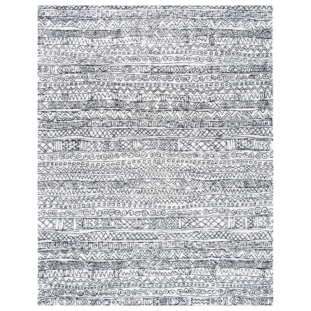 Safavieh Micro-Loop MLP228A 9" x 12" Ivory and Black Area Rug, , large
