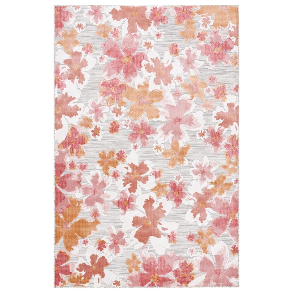 Safavieh Cabana CBN488U 4" x 6" Grey and Rose Indoor/Outdoor Area Performance Rug, , large