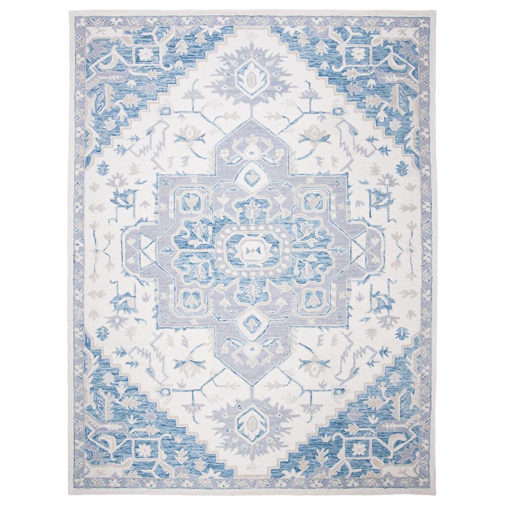 Safavieh Micro-Loop 8" x 10" Ivory and Navy Area Rug, , large
