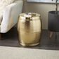 Maple and Jade Handmade Drum Accent End Table in Gold, , large