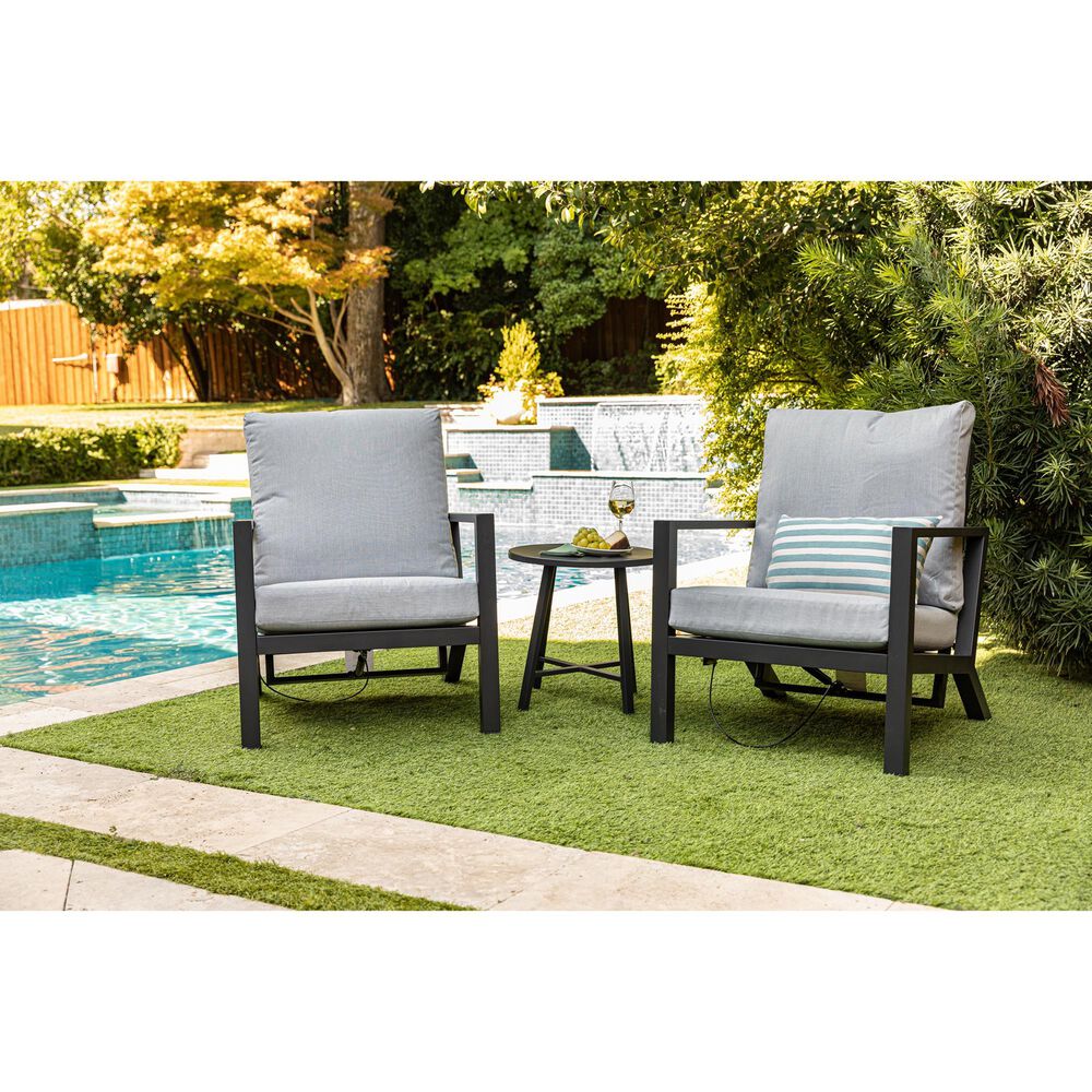 Global Note Collections Boone 3-Piece Reclining Lounge Set with White Cushion in Grey, , large