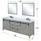 Lexora Home Marsyas 80" Double Bathroom Vanity in Ash Grey with White Quartz Top and Rectangular Sinks, , large