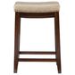 Linon Home Decor Claridge Counter Stool with Beige Cushion in Dark Brown, , large