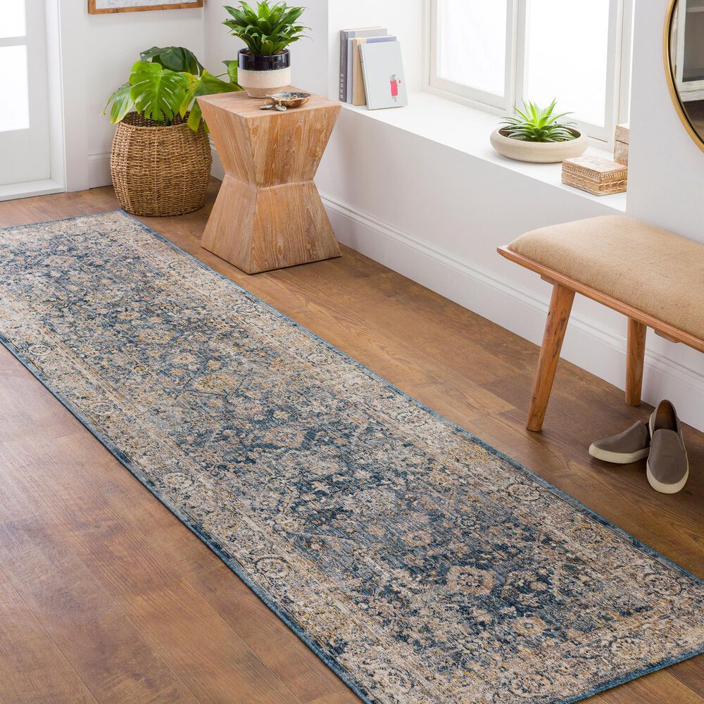 Surya Aspendos 2&#39;7&quot; x 10&#39; Denim, Gray, Wheat, Taupe, Black and Light Beige Runner, , large