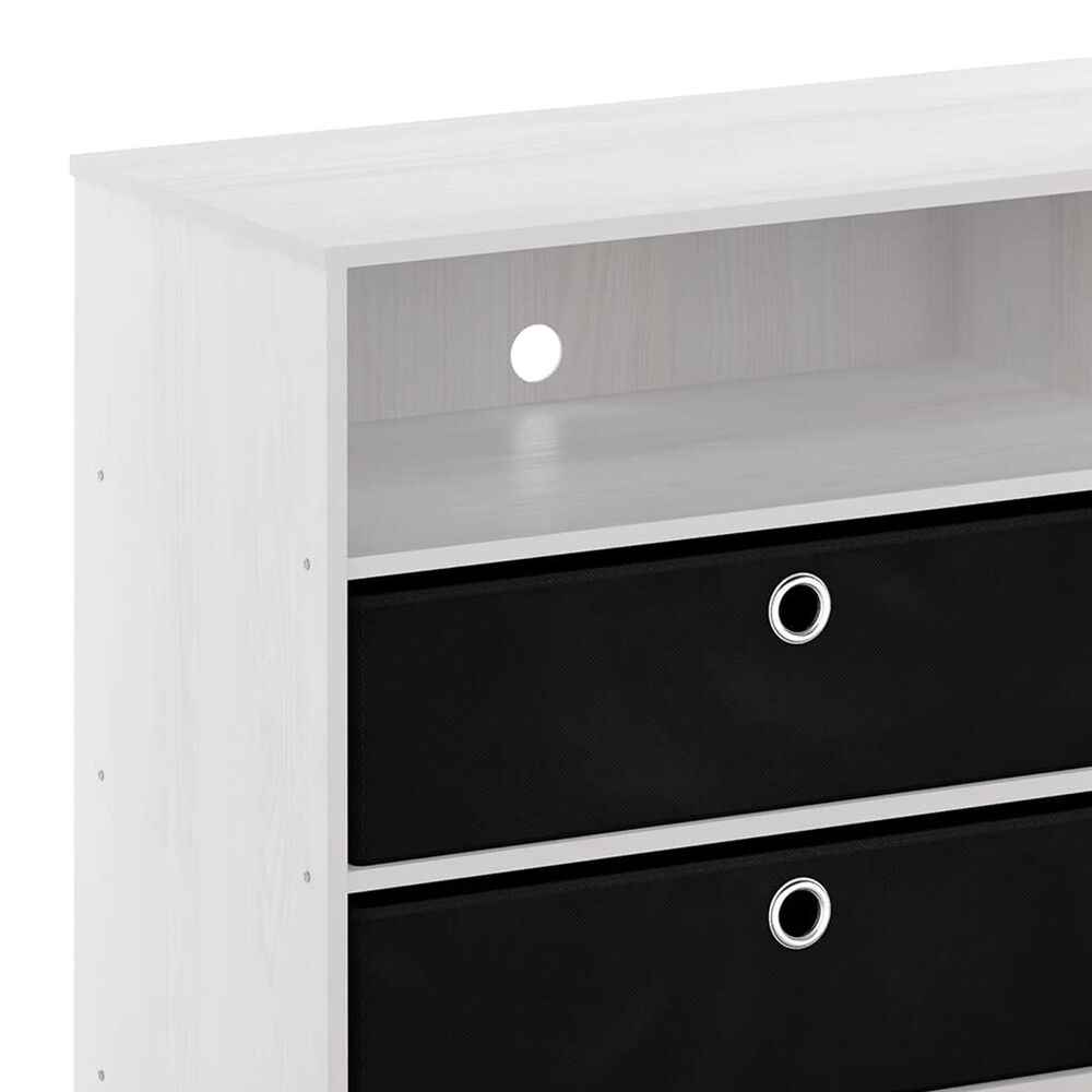 HOMLUX 46.6" Simple Design TV Stand with Bins in White Oak, Stainless Steel and Black, , large