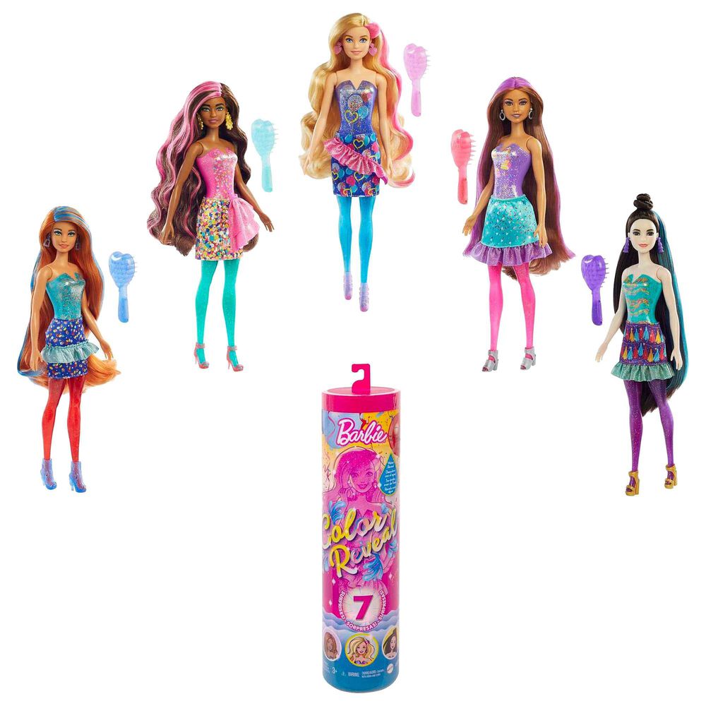 Barbie Color Reveal Doll, Party Series, Confetti Print, 7 Surprises, , large