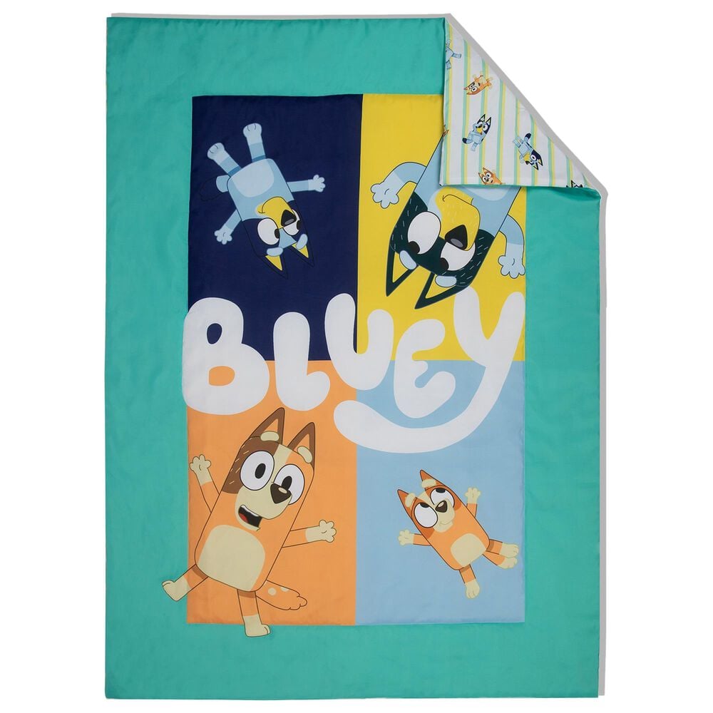 Nojo Baby and Kids Bluey 4-Piece Toddler Bed Set in Blue, Aqua, Yellow and Peach, , large
