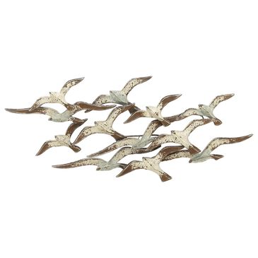 Maple and Jade 23" x 48" Coastal Flock of Birds Wall Decor in White, , large