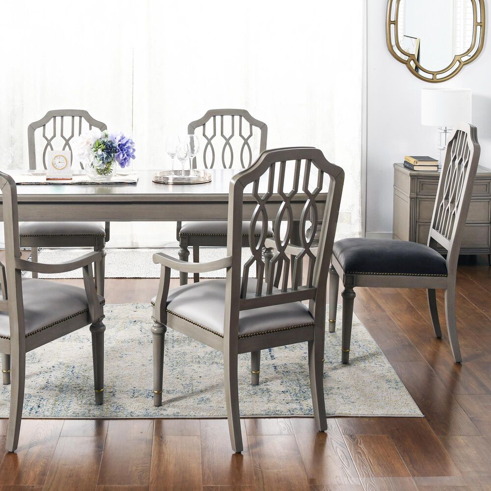 Jennifer Taylor Home Dauphin Dining Side Chair Storm Gray Cushion in