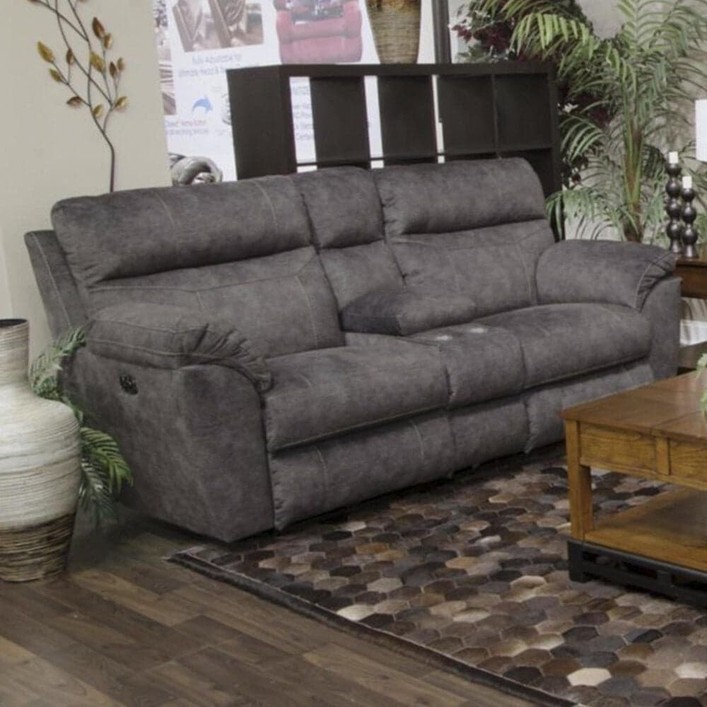 Catnapper Sedona Power Reclining Console Loveseat with Power Headrest in Smoke, , large