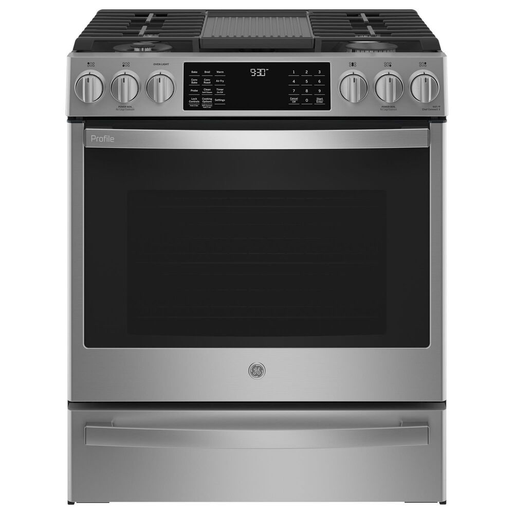 GE Profile 30" Smart Slide-In Front-Control Gas Range in Fingerprint Resistant Stainless Steel, , large