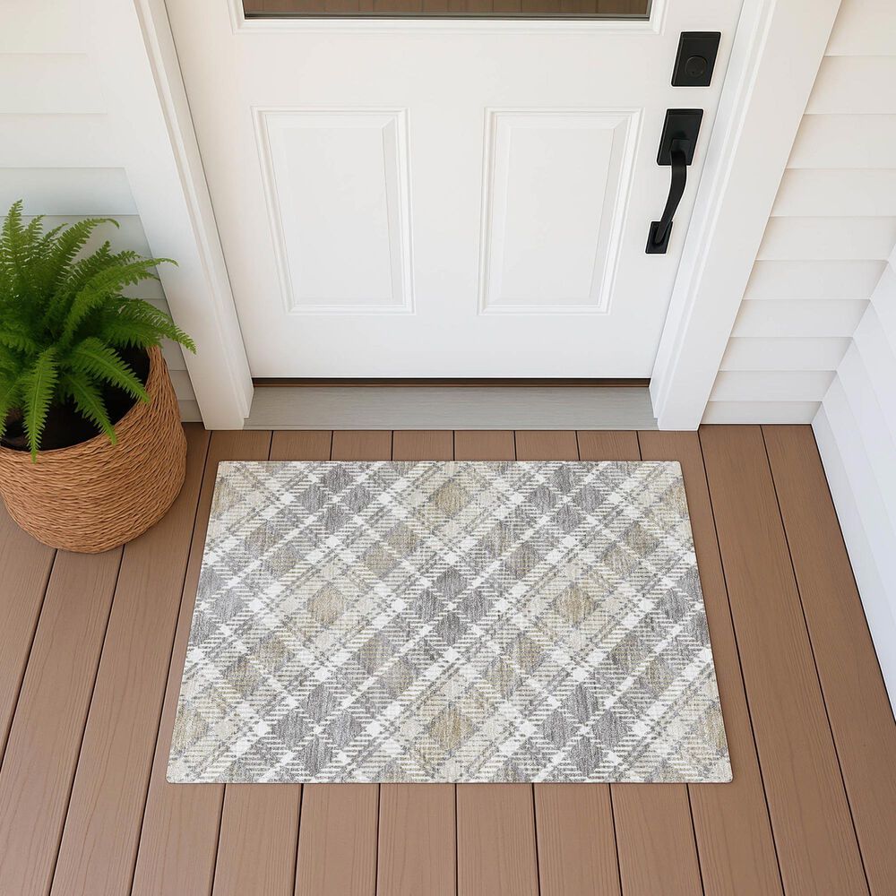 Dalyn Rug Company Soft Essentials Plaid Taupe 2'6" x 3'10" Indoor/Outdoor Area Rug, , large