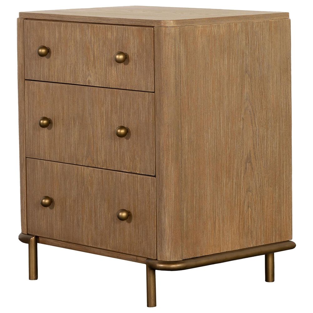 Pacific Landing Arini 3-Drawer Nightstand in Sand Wash and Aged Brass, , large