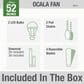 Hunter Ocala 52" Outdoor Ceiling Fan with LED Lights in Fresh White, , large