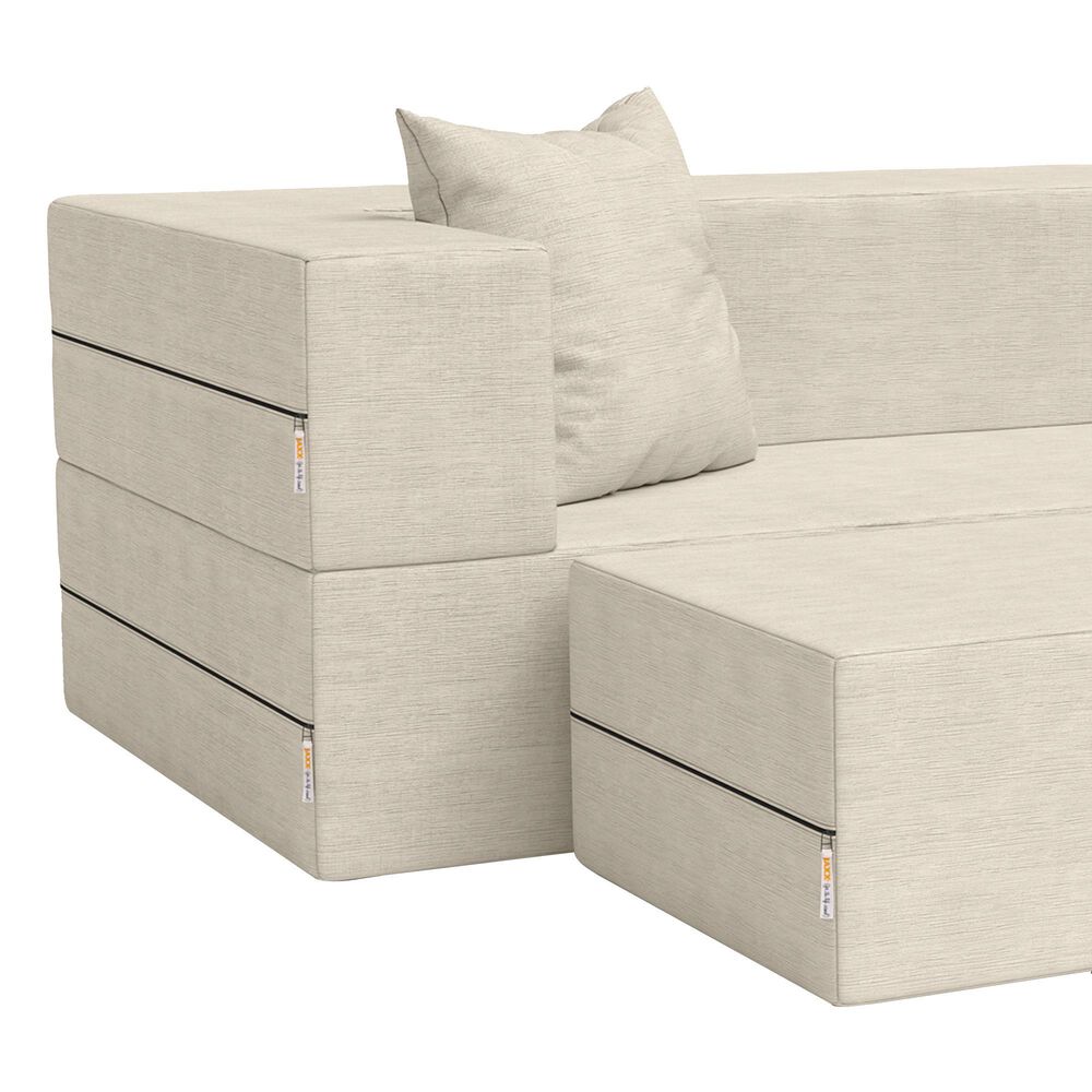 Jaxx Zipline 3-Piece Stationary Convertible Sleeper Sofa in Ivory Velvet, , large