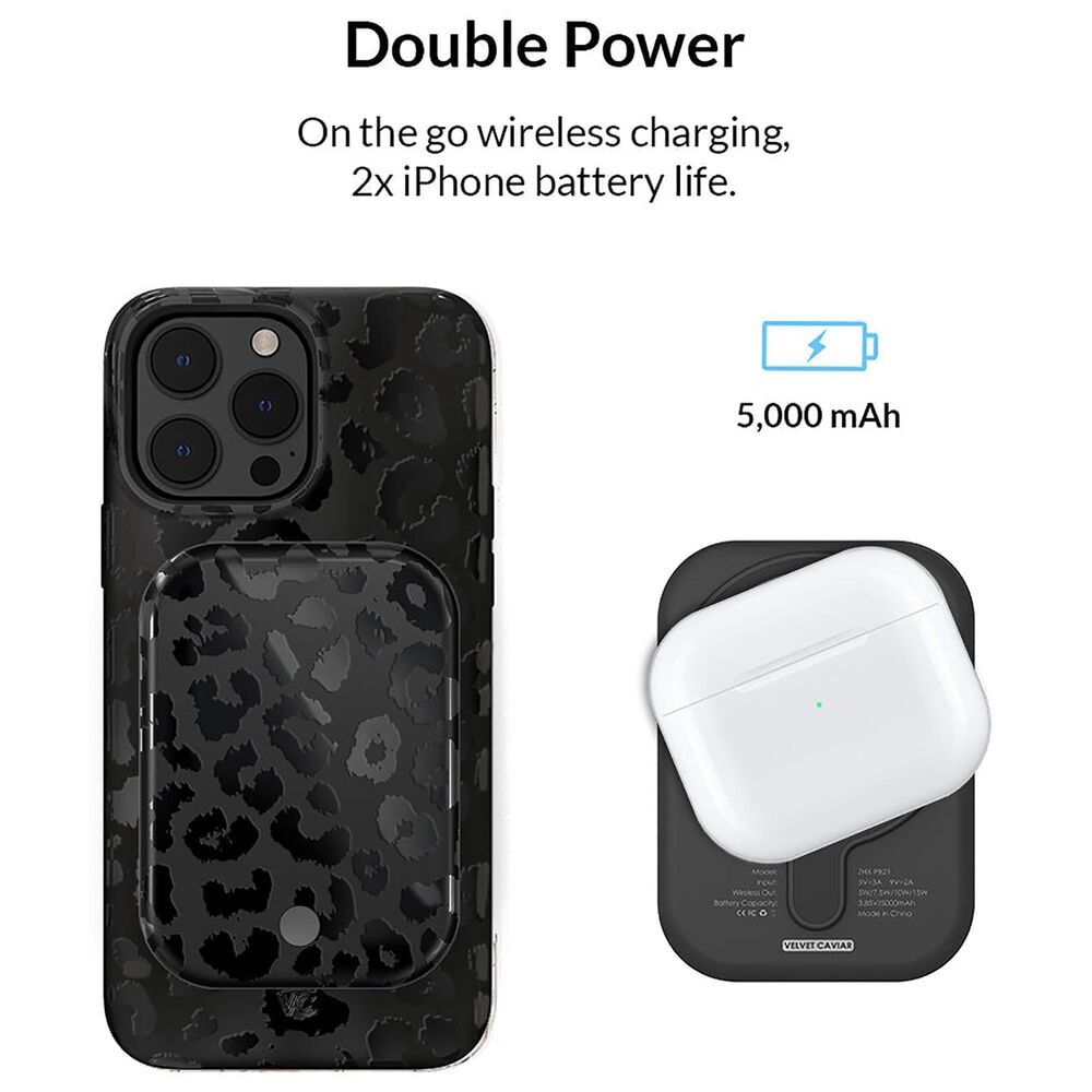 Velvet Caviar 5000 mAh MagSafe Battery Power Pack in Black Leopard, , large