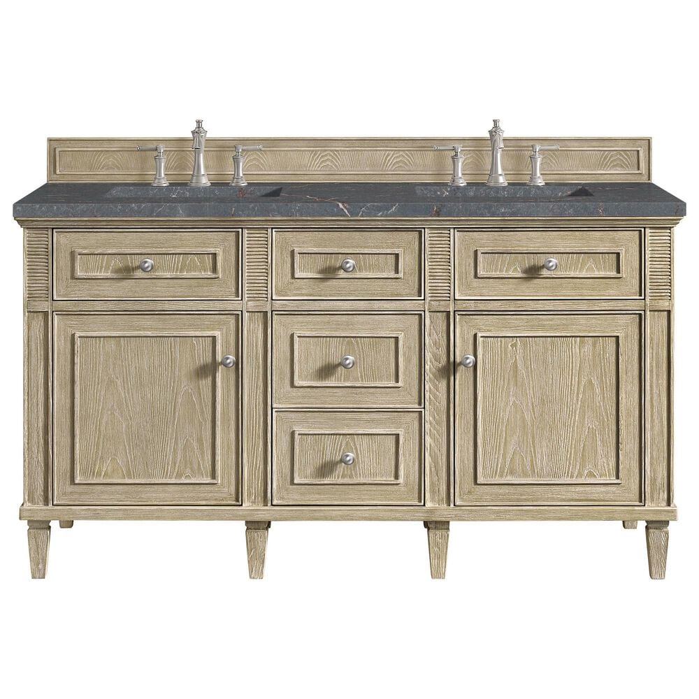 James Martin Vanities Lorelai 60&quot; Double Vanity in Whitewashed Oak with 3 cm Parisien Bleu Quartz Top, , large