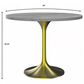 Leisuremod LeisureMod Verve Collection 36 Round Dining Table, Brushed Gold Base with Laminated White Marbleized Top, , large