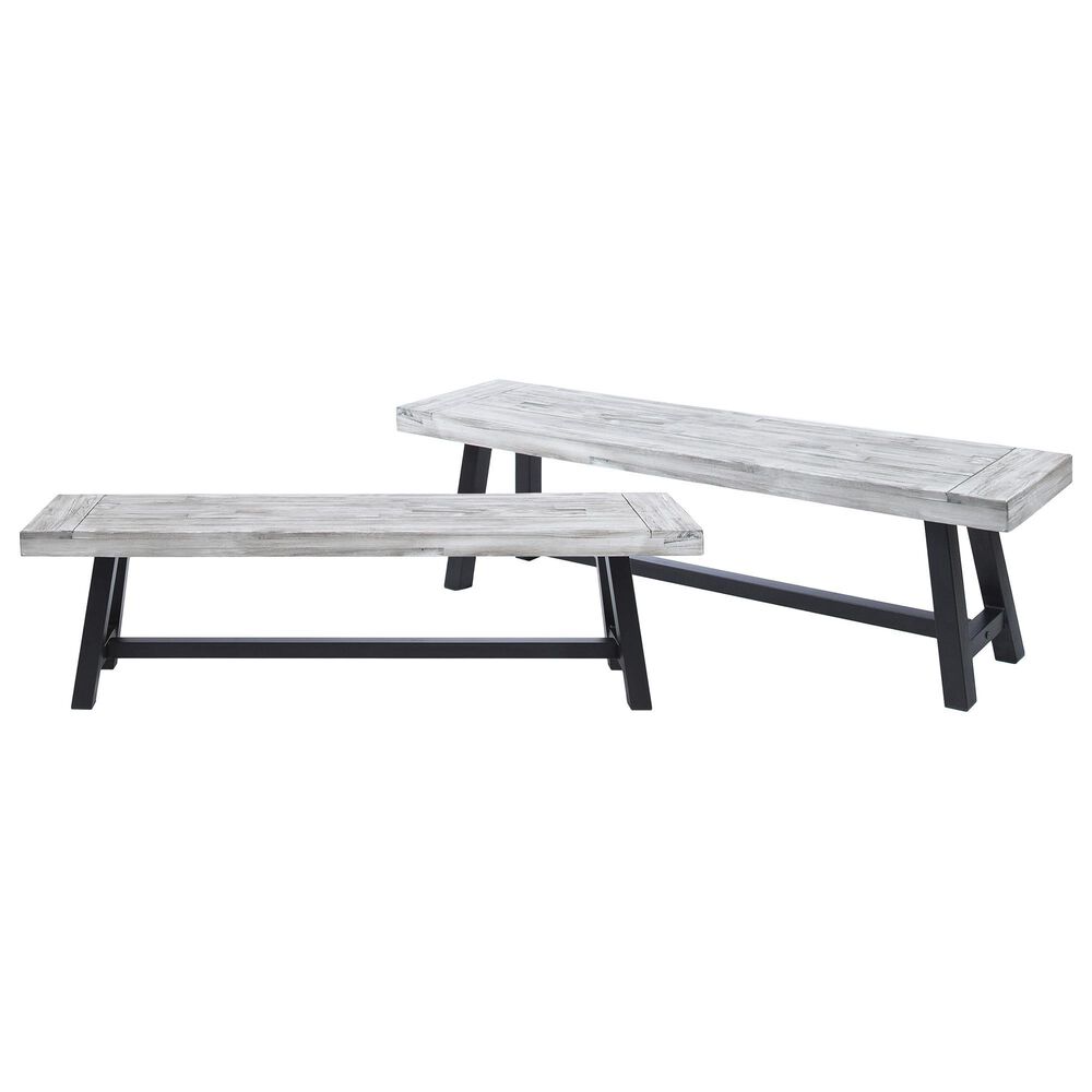 HOMLUX Carlisle Outdoor Bench in Light Gray and Black (Set of 2), , large