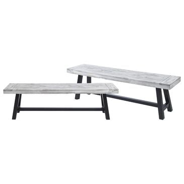 HOMLUX Carlisle Outdoor Bench in Light Gray and Black (Set of 2), , large