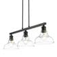 Golden Lighting Carver 3-Light Linear Pendant with Clear Shade in Matte Black, , large